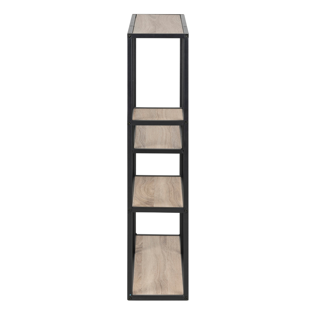 Seaford Black Metal Wall Shelf with 3 Additional Sonoma Oak Shelves