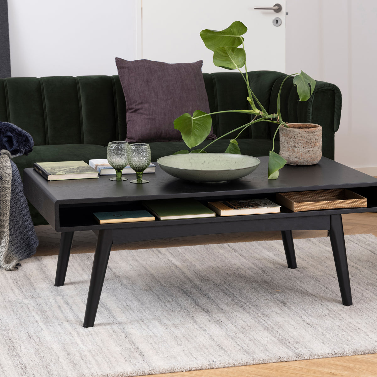 Marte Coffee Table with Open Shelf in Black