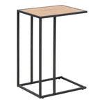 Seaford Black Metal Side Table with Oak Top