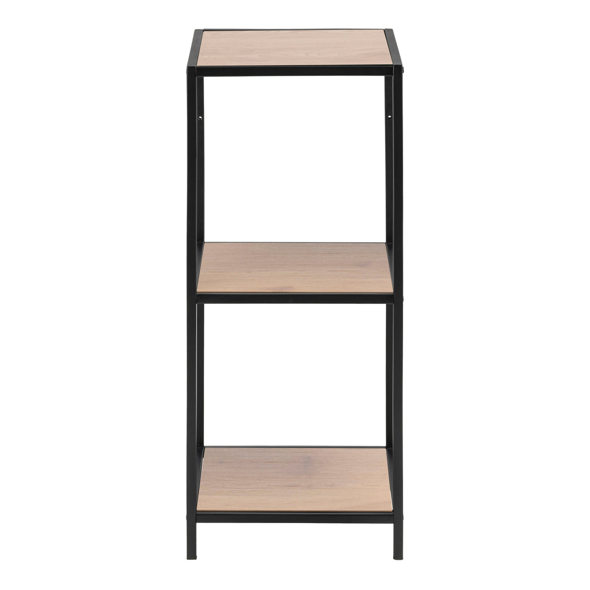 Seaford Narrow Black Metal Bookcase with 2 Oak Shelves