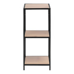 Seaford Narrow Black Metal Bookcase with 2 Oak Shelves