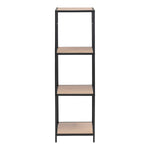 Seaford Narrow Black Metal Bookcase with 3 Oak Shelves