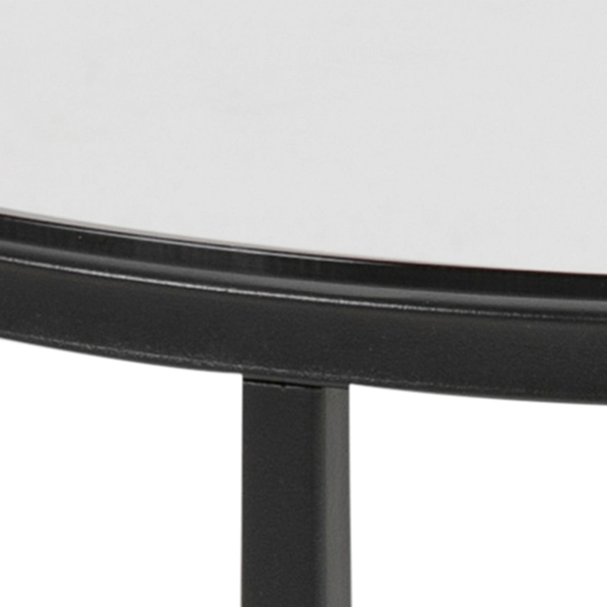 Cross Round Metal Side Table with Smoked Glass Top