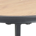 Seaford Black Metal Small Round Side Table with Oak Top