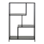 Seaford Black Metal Asymmetrical Bookcase with 3 Black Shelves