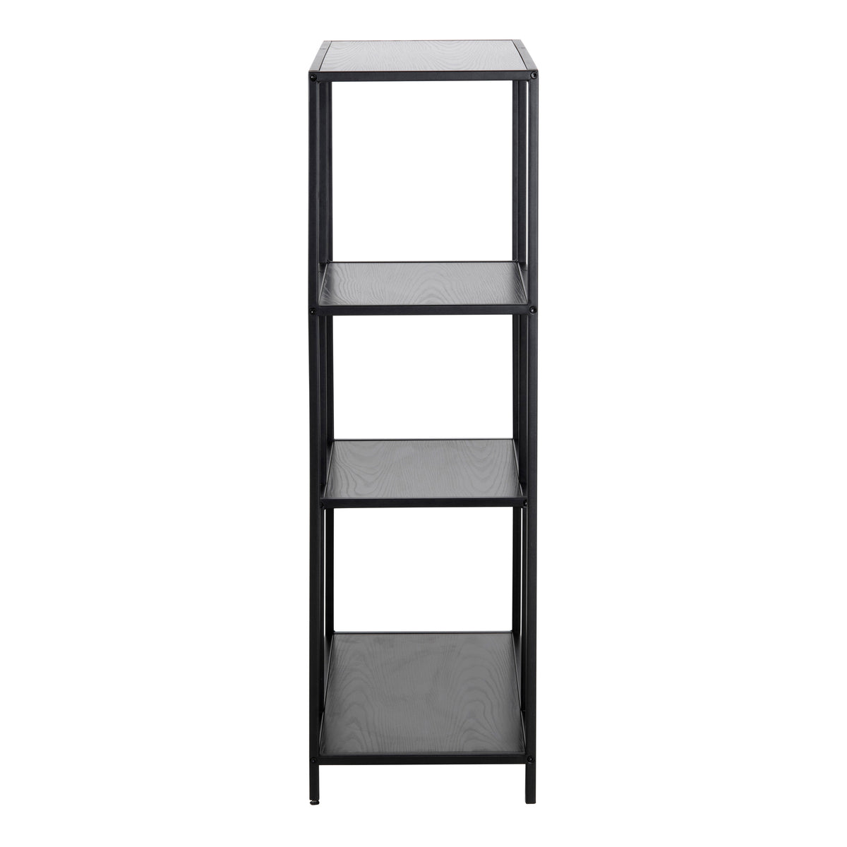 Seaford Black Metal Asymmetrical Bookcase with 3 Black Shelves