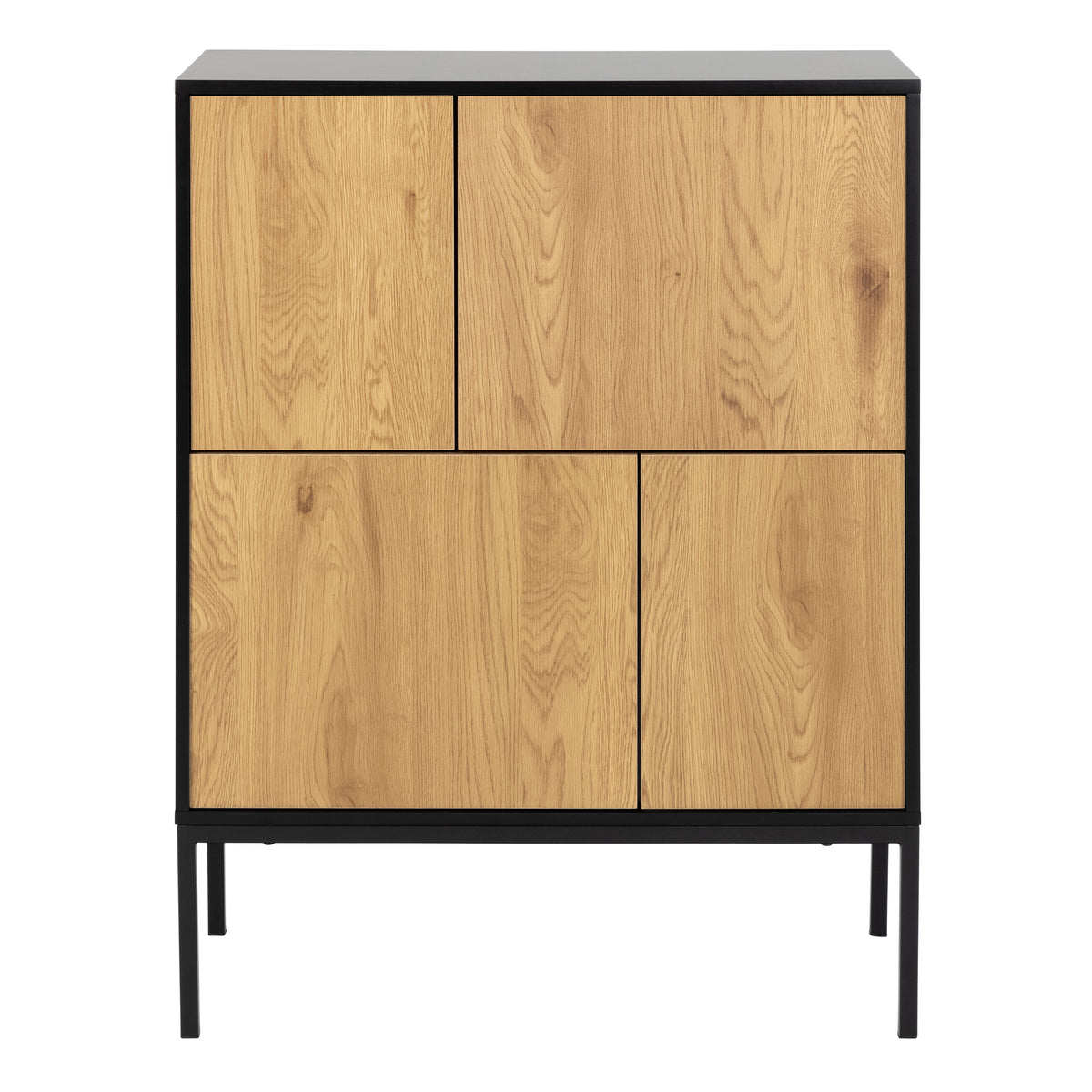 Seaford 4 Door Sideboard in Black & Oak