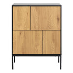 Seaford 4 Door Sideboard in Black & Oak