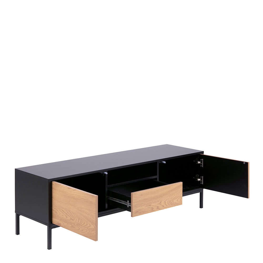 Seaford TV Unit 2 Doors 1 Drawer in Black & Oak