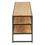 Seaford Black Metal Open TV Unit with 3 Oak Shelves