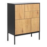 Seaford 3 Door 2 Drawer Sideboard in Black & Oak