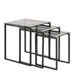 Katrine Nest of Tables with Smoked Glass Top Set of 3