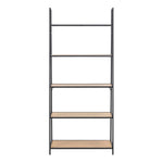 Seaford Black Metal Ladder Bookcase with 5 Oak Shelves