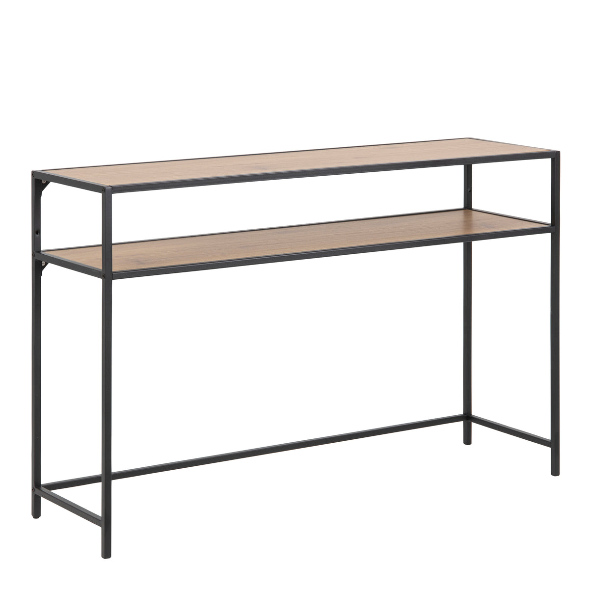 Seaford Black Metal Console Table With Oak Top