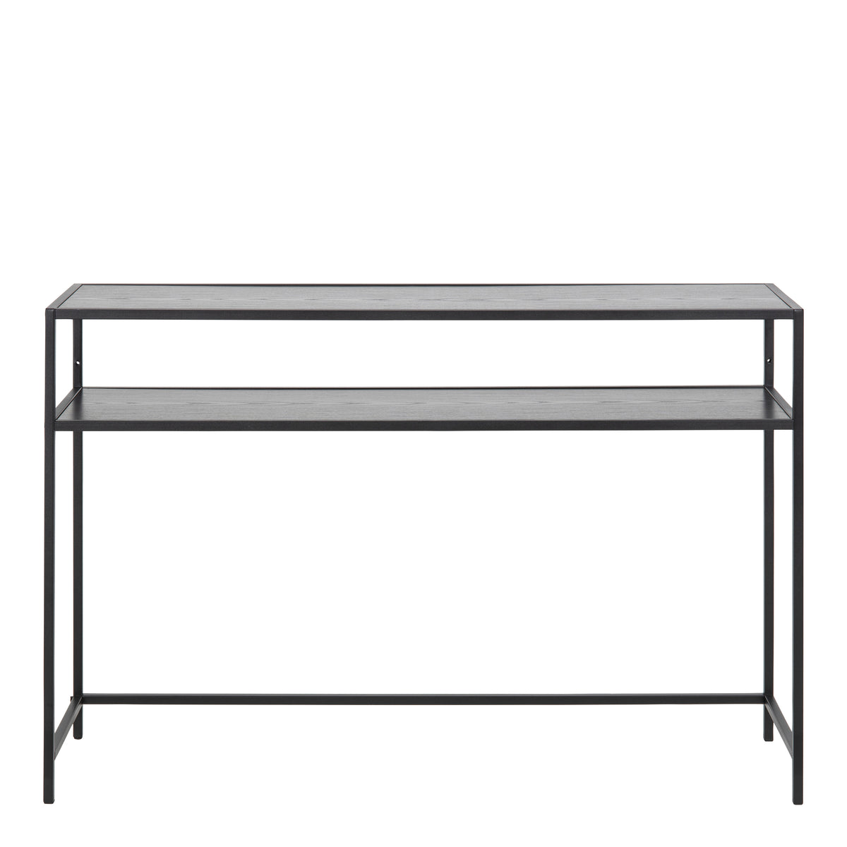 Seaford Black Metal Console Table With Black Top