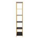 Seaford Tall Gold Metal Bookcase with 5 Black Shelves