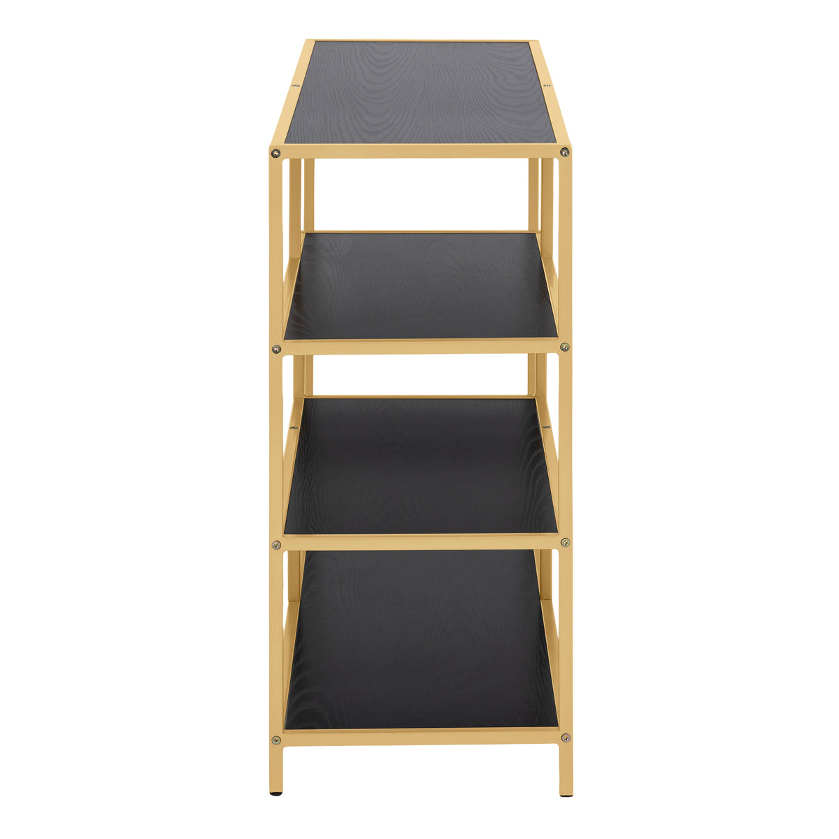 Seaford Wide Gold Metal Bookcase with 4 Black Shelves