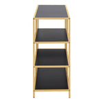 Seaford Wide Gold Metal Bookcase with 4 Black Shelves