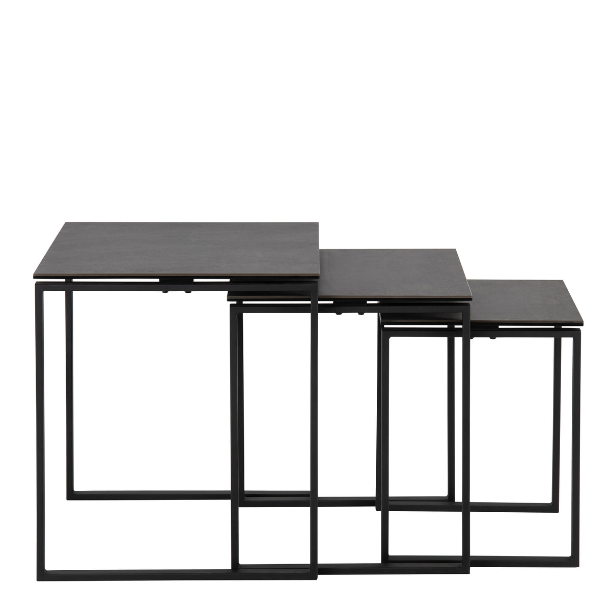 Katrine Ceramic Nest of Tables in Black Set of 3