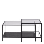 Seaford Black Metal Coffee Table Set with Glass Top