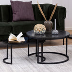 Spiro Round/Oval Coffee Table Set with Black Marble/Smoked Melamine Glass Top