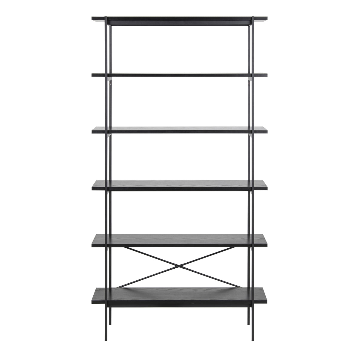 Angus Bookcase with 5 Shelves in Black