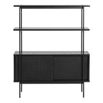 Angus Small Bookcase with 2 Sliding Doors in Black