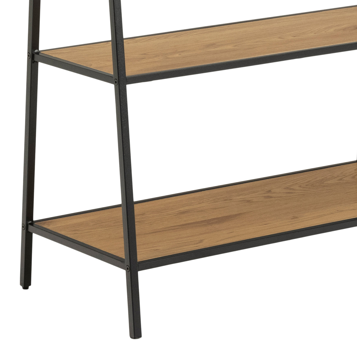 Seaford Black Metal Clothes Rack with 2 Oak Shelves