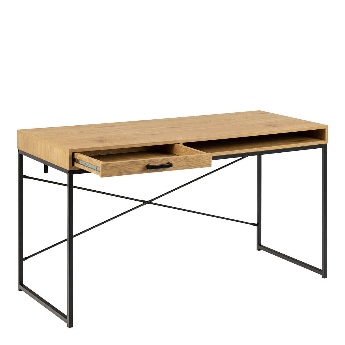 Seaford Office Desk with 1 Drawer in Black and Oak