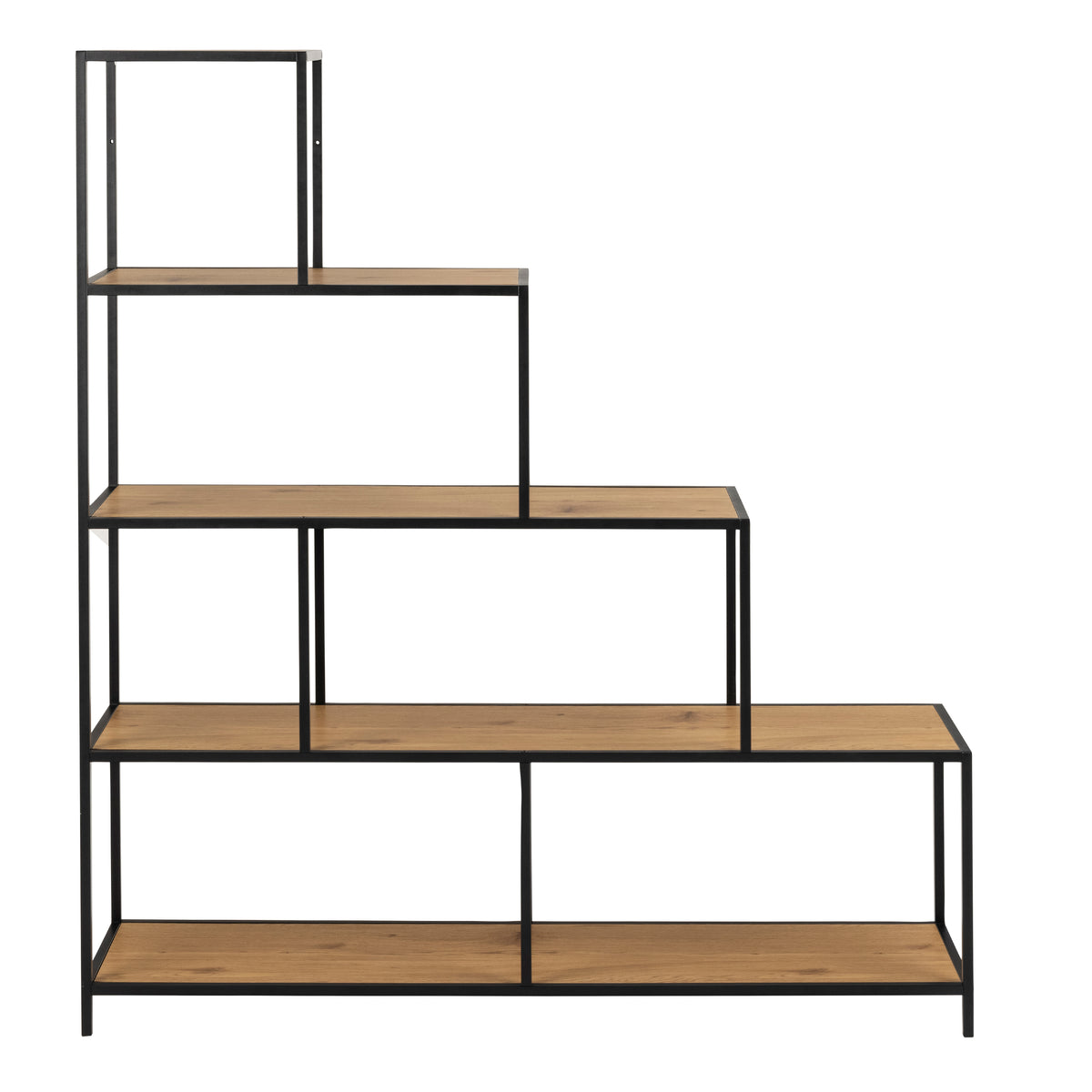 Seaford Bookcase with 4 Shelves in Black and Oak