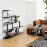 Seaford Bookcase with 4 Shelves in Black