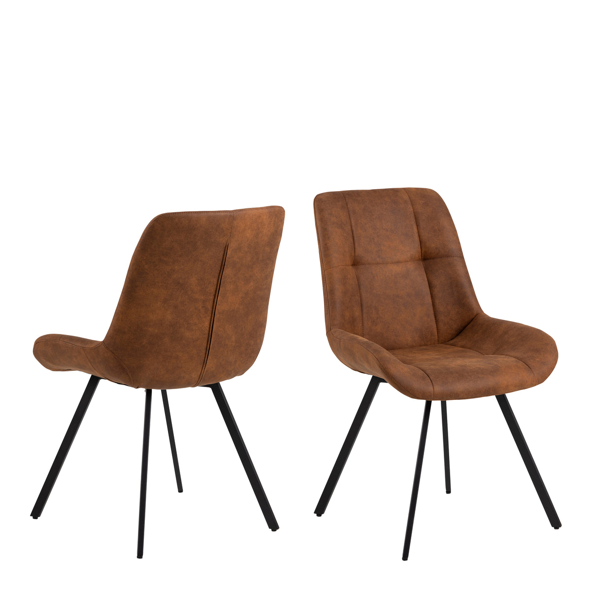 Waylor Dining Chair in Brown Fabric Set of 2