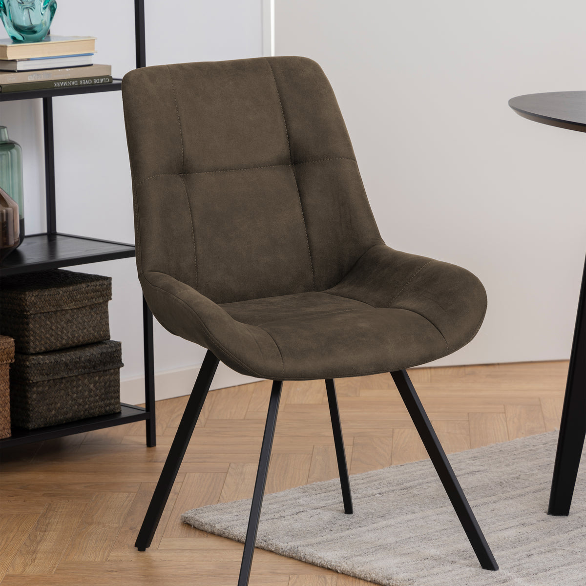 Waylor Dining Chair in Anthracite Fabric Set of 2