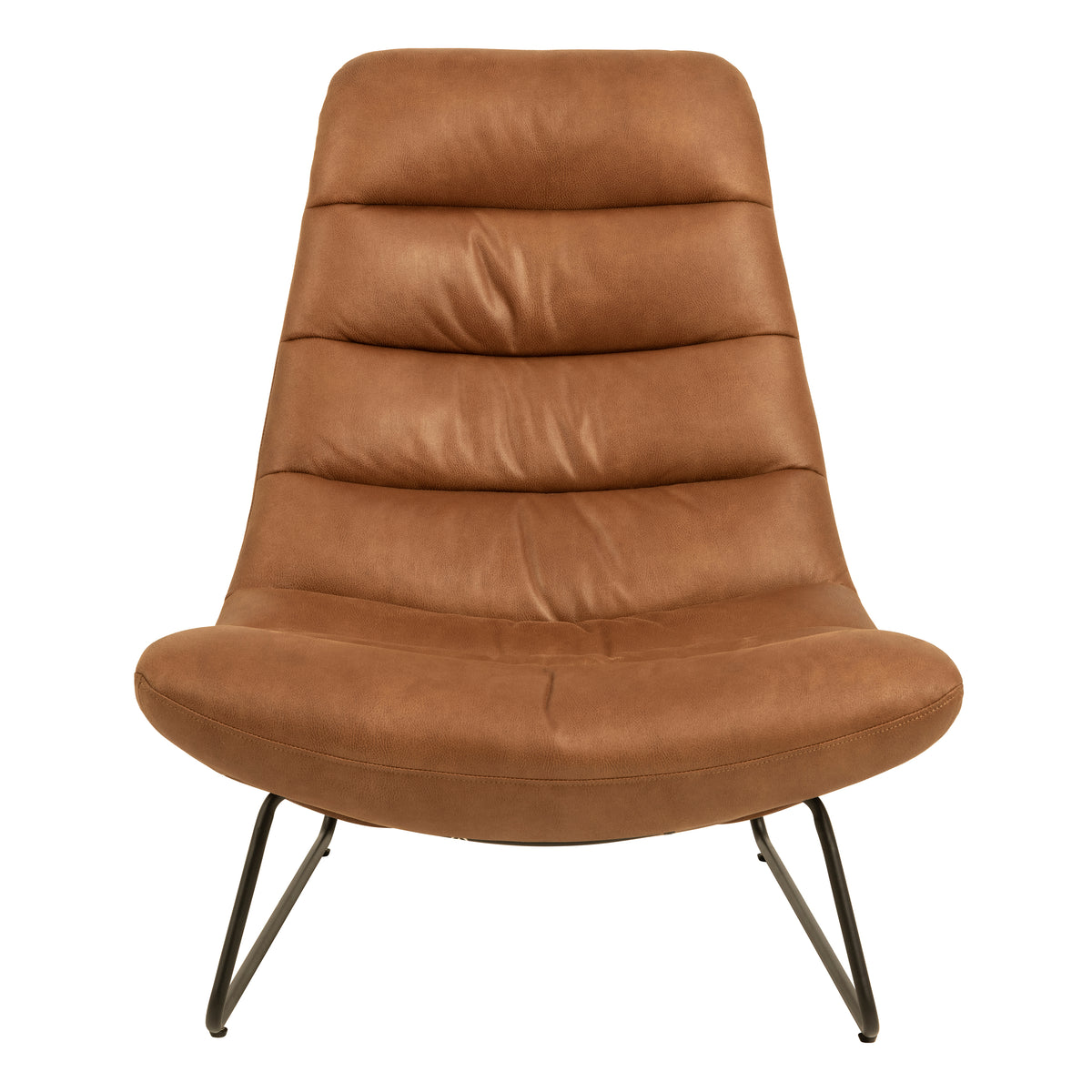 Milford Sledge Base lounge Chair in Brown Leather-mix