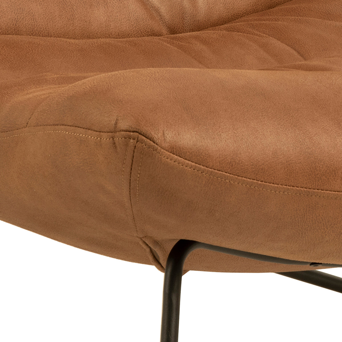 Milford Sledge Base lounge Chair in Brown Leather-mix