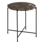 Avila Side Table with Brown Marble Top 42x45cm