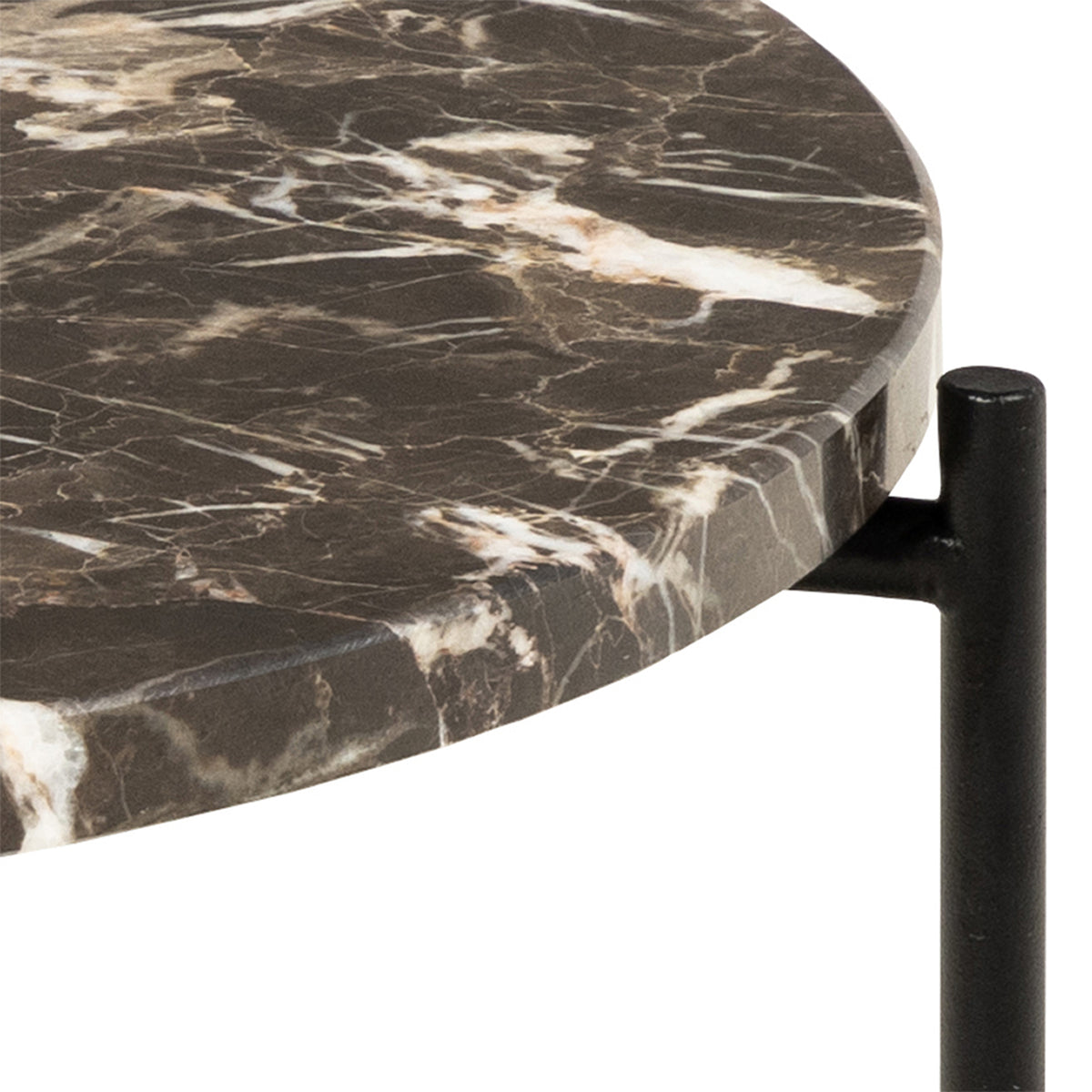 Avila Side Table with Brown Marble Top 42x45cm