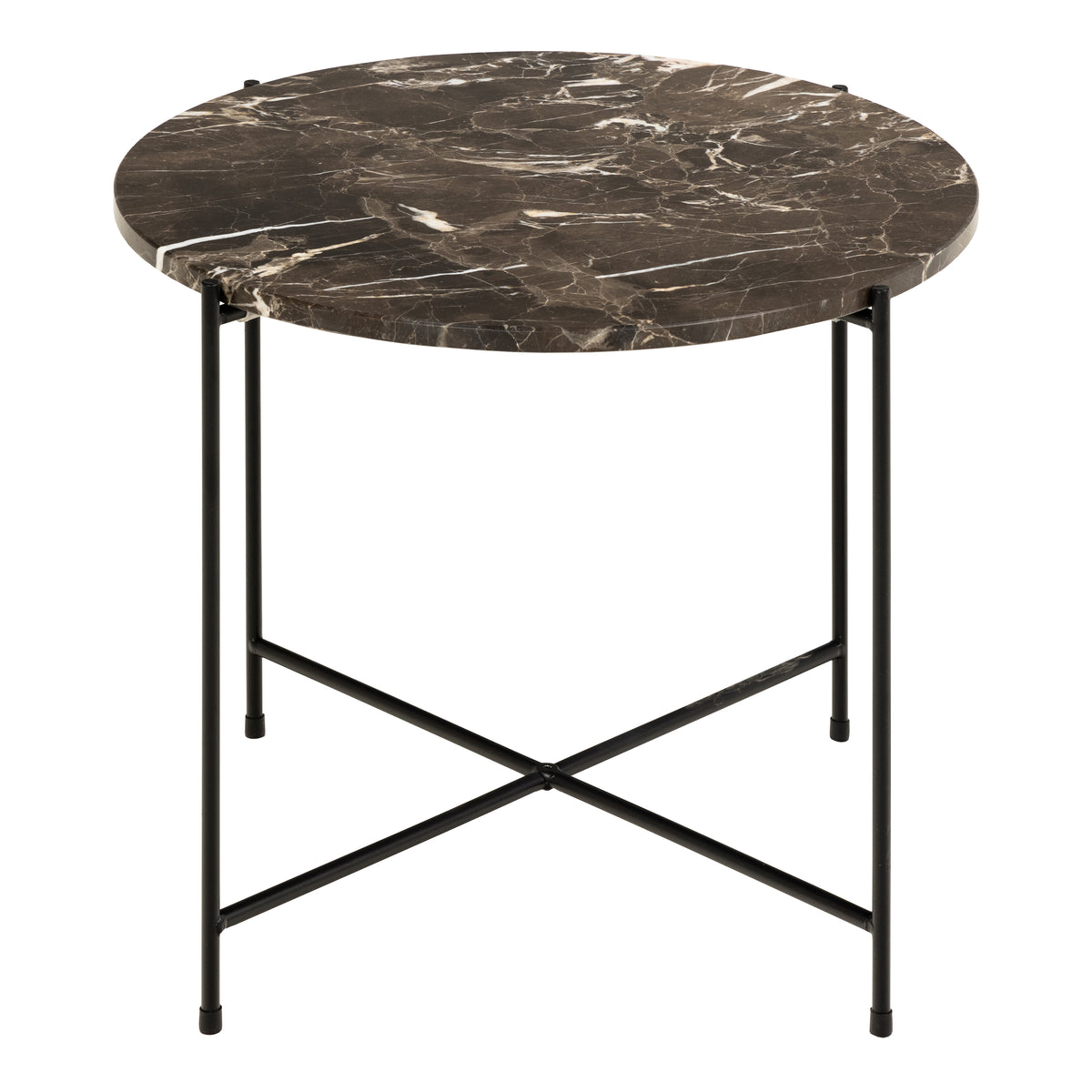 Avila Side Table with Brown Marble Top 52x40cm