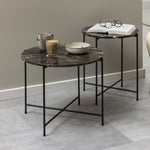 Avila Side Table with Brown Marble Top 52x40cm