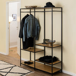 Seaford Clothes Rack with 4 Shelves in Black and Oak