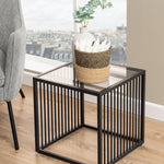 Strington Side Table in Black with Glass Top