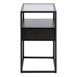 Randolf Bedside Table in Black with Smoked Glass