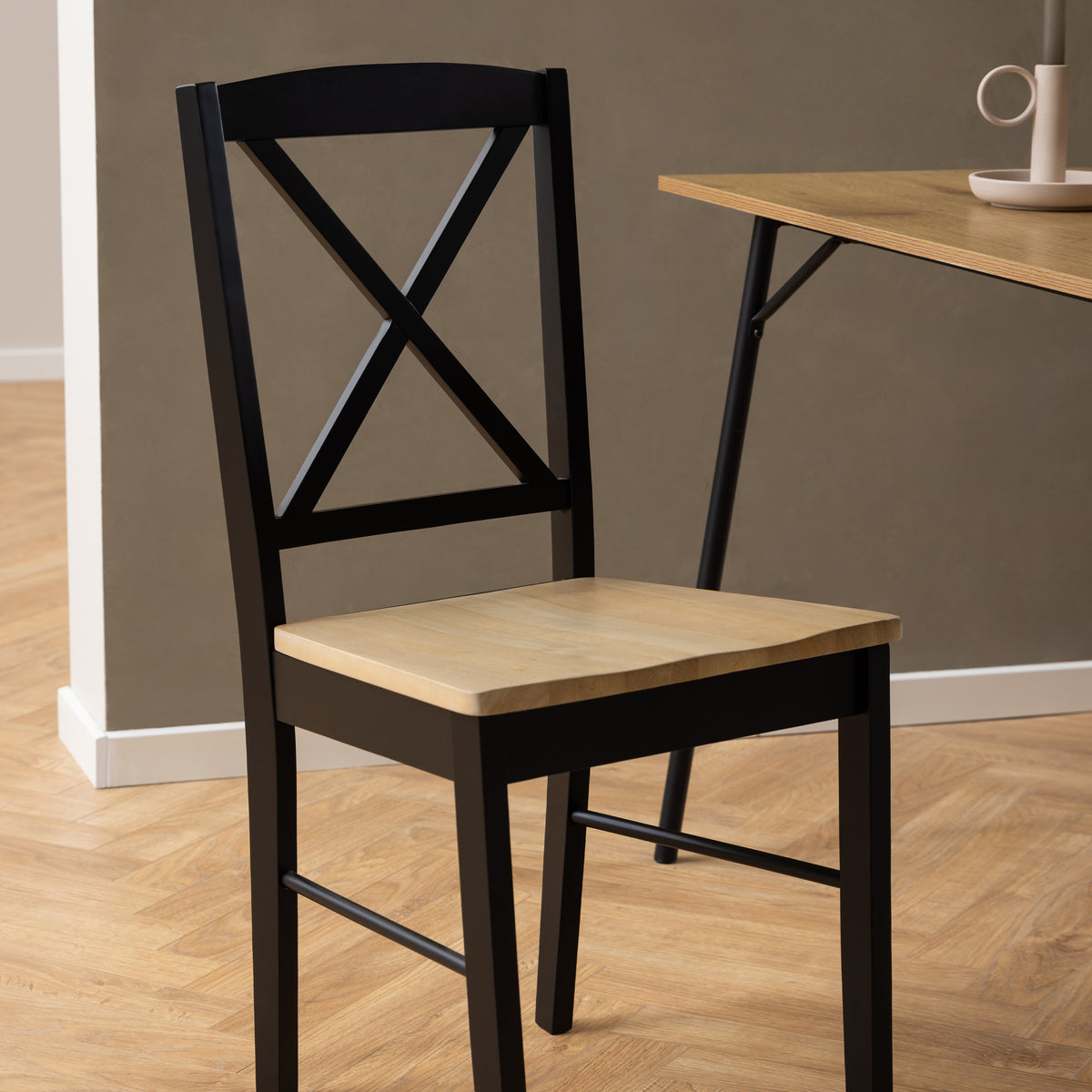 Elvira Dining Chair in Black and Oak Set of 2