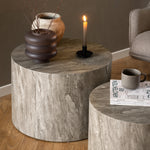 Dice Round Coffee Table Set in Grey Marble Effect