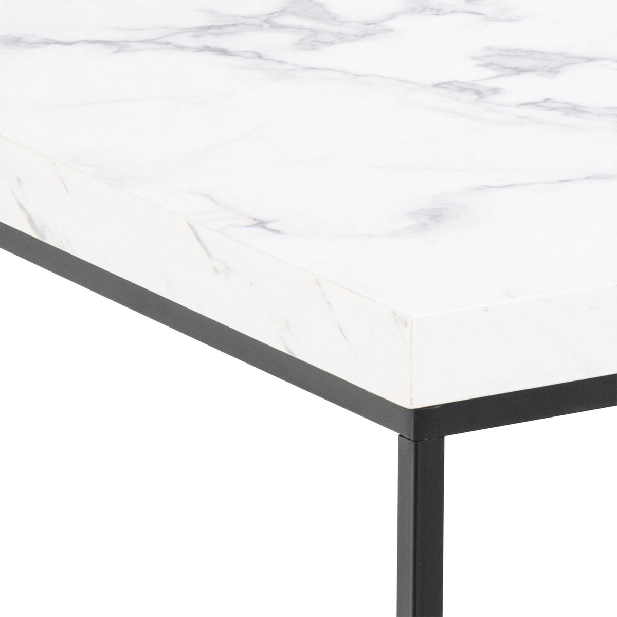 Barossa Coffee Table with White Marble Effect Top & Black Steel Base 60cm