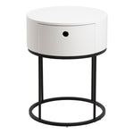 Polo Round Bedside Table in White and Black