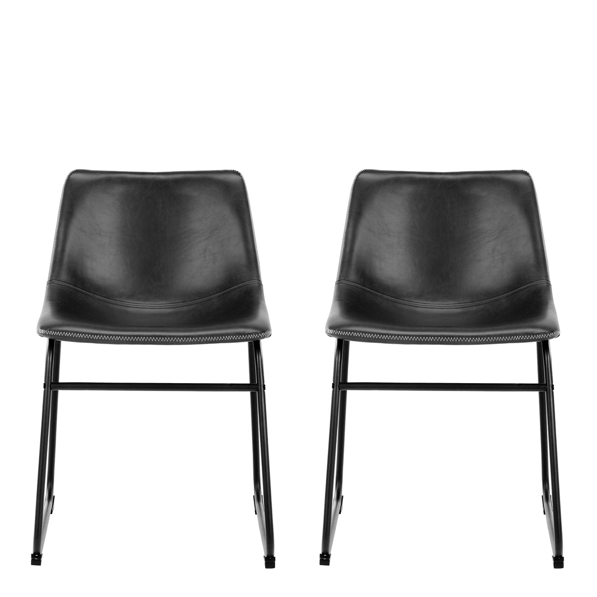 I_Oregon Dining Chair In Black with Cream Stitching Set of 2