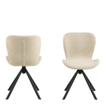 Batilda Swivel Dining chairs in Cream Fabic Set of 2