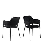 Lima Dining Chair with Armrest in Black Set of 2