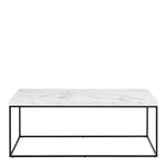 Barossa Coffee Table with White Marble Effect Top & Black Steel Base 110x55x45cm